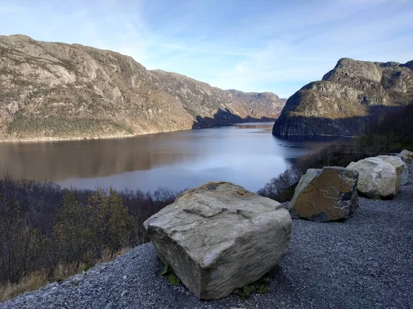 Blick Auf Die Fjorde Bei Byrkjedal Herbst Norwegen — Stockfoto