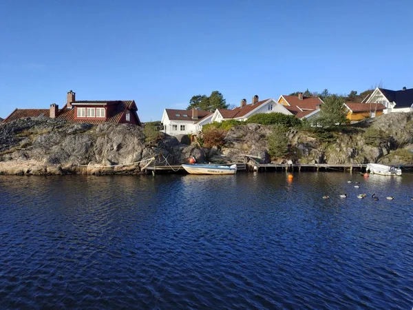 Uitzicht Landschap Buurt Van Hollen Dorp Baai Bij Zomer Herfstweer — Stockfoto