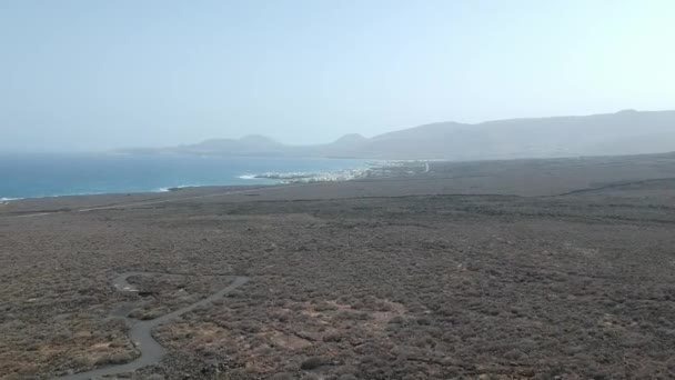 Aerial View Landscape Mirador Del Rio Lanzarote Canary Island Spain — Stock Video