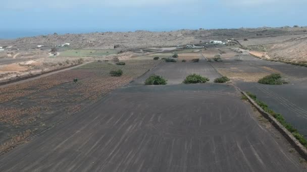 Widok Powietrza Krajobraz Pobliżu Mirador Del Rio Lanzarote Wyspy Kanaryjskie — Wideo stockowe