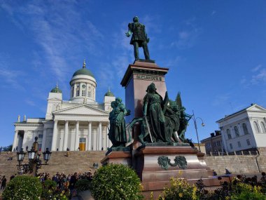 Helsinki, Finlandiya 'daki Aziz Niklas katedralinin iç ve dış cephesi