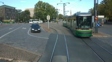 Helsinki, Finlandiya 'daki Aziz Niklas katedrali yakınlarındaki cephe ve alan