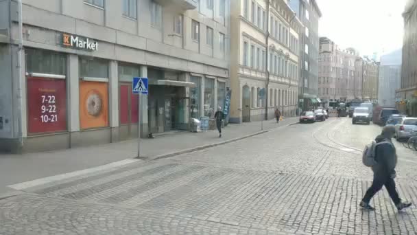 Fachada Zona Cerca Catedral San Nicolás Helsinki Finlandia — Vídeo de stock