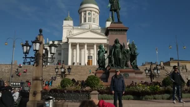 Helsinki Finlandia Septiembre 2019 Fachada Zona Cerca Catedral San Nicolás — Vídeo de stock
