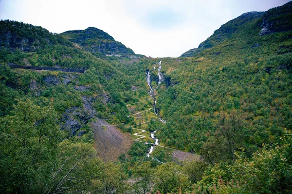 Norveç Doğası Flam Köyü Flam Demiryolu Yakınında — Stok fotoğraf