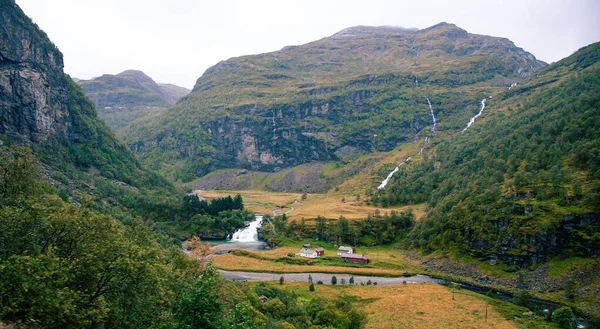 Natuur Van Noorwegen Buurt Van Dorp Flam Flam Spoorweg — Stockfoto