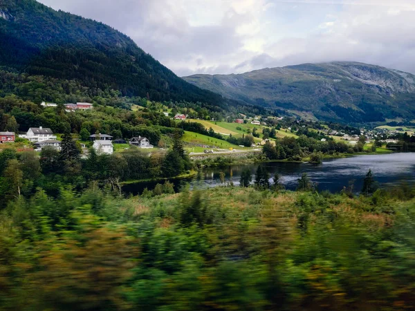 Natuur Van Noorwegen Buurt Van Dorp Flam Flam Spoorweg — Stockfoto