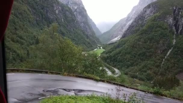 Природа Норвегии Вблизи Деревни Флам Железной Дороги Флам — стоковое видео