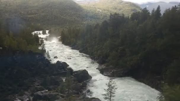 Natura Norwegii Pobliżu Miejscowości Flam Kolejki Flam — Wideo stockowe