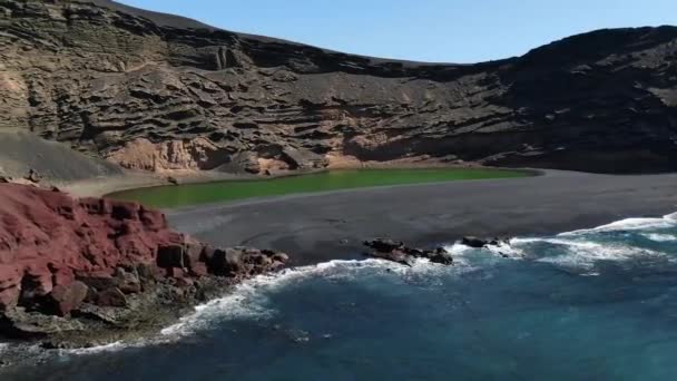 Вид Воздуха Шарко Лос Кликос Канарский Остров Испания — стоковое видео