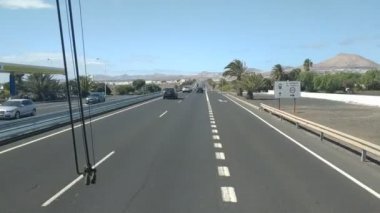 Volkanik yolda sıradan bir manzara Las Palmas, Kanarya Adaları, İspanya