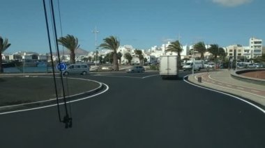 Volkanik yolda sıradan bir manzara Las Palmas, Kanarya Adaları, İspanya