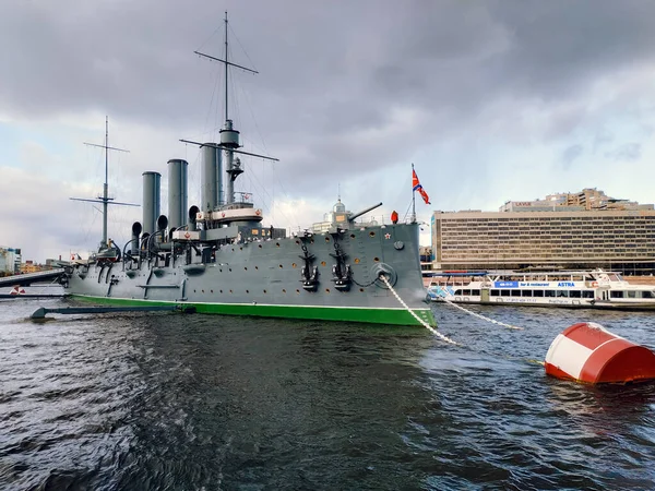 Saint Pétersbourg Russie Septembre 2019 Vue Décontractée Sur Bateau Aurora — Photo