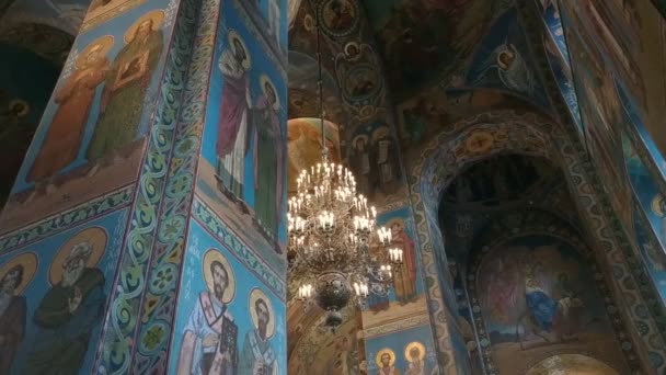 Petrohrad Rusko Září 2019 Příležitostný Pohled Kostel Spasitele Krevní Interiér — Stock video