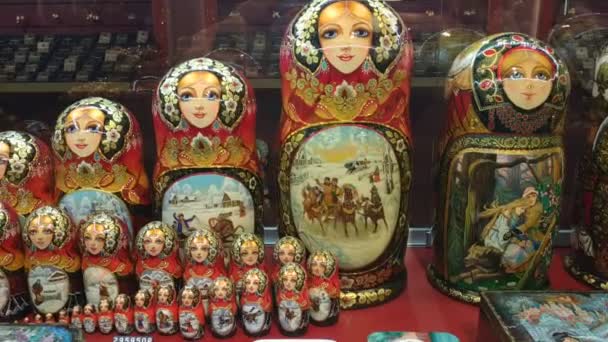 Russisch Klassiek Speelgoed Souvenirs Sint Petersburg — Stockvideo