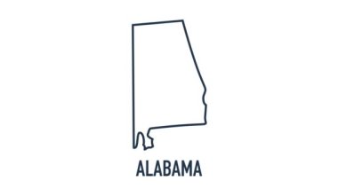 Çizgi animasyon haritası Amerika Birleşik Devletleri 'nden Alabama eyaletini gösteriyor. Alabama 'nın 2d haritası