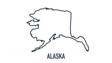 Amerika Birleşik Devletleri 'nden Alaska eyaletini gösteren çizgi haritası. Alaska 'nın 2d haritası.