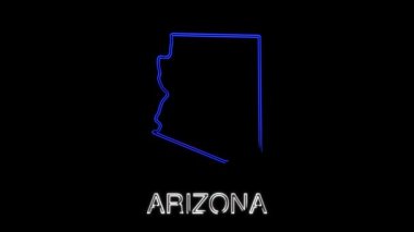 Neon animasyon haritası Amerika Birleşik Devletleri 'nden Alaska eyaletini gösteriyor. Arizona 'nın 2d haritası.
