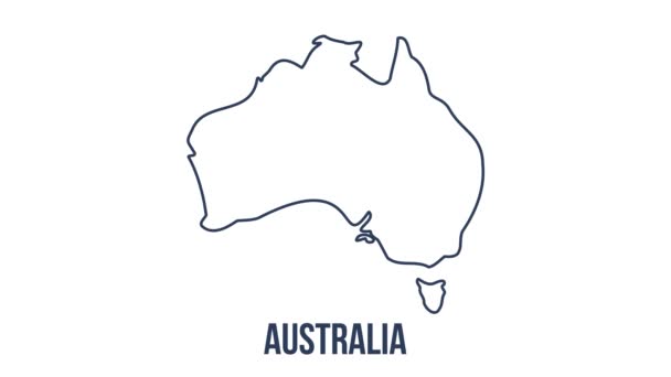 ラインは停止運動効果でオーストラリアの国旗をマップします。オーストラリア国旗ブラシストロークアートの背景. — ストック動画