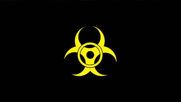 Digitális bioveszély figyelmeztető szimbólum mozgó grafikája jelenik meg és vírusjárvány tört ki. Mozgókép — Stock videók