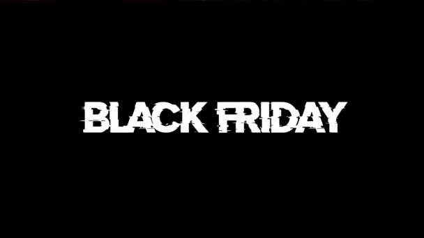 Black Friday Text mit Glitch Screen Effekten auf schwarzem Hintergrund. — Stockvideo