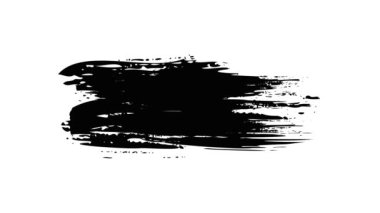 Beyaz arka planda siyah fırça darbeleri. El çizimi fırça darbesi.