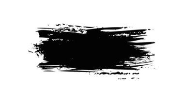 Beyaz arka planda siyah fırça darbeleri. El çizimi fırça darbesi.