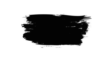 Beyaz arka planda siyah fırça darbeleri. El çizimi fırça darbesi.