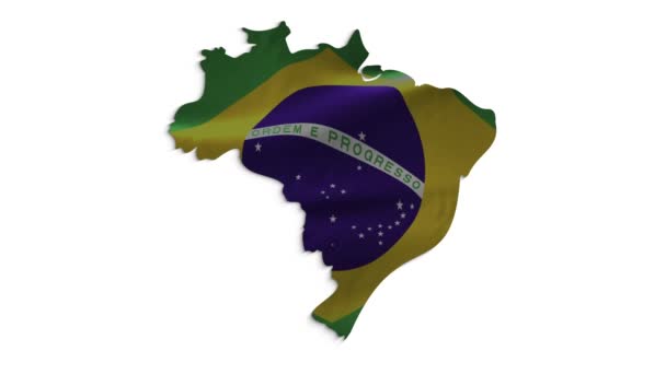Bandera de Brasil ondeando en cámara lenta con textura de tela — Vídeos de Stock