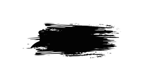 Pintura pinceladas de negro sobre un fondo blanco. Pincelada dibujada a mano. — Vídeos de Stock