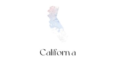 Amerika Birleşik Devletleri 'nden Kaliforniya eyaletini gösteren fırçalı animasyon haritası. Kaliforniya 'nın 2d haritası.