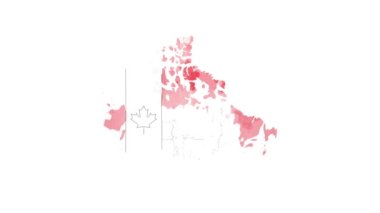 Amerika Birleşik Devletleri 'nden Kanada eyaletini gösteren suluboya animasyon haritası. Kanada 'nın 2d haritası.