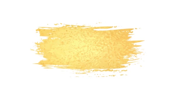Coups de pinceau de peinture d'or sur fond blanc. Course de brosse dessinée à la main. — Video