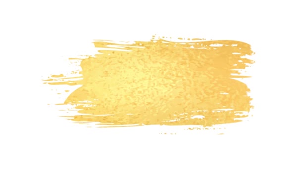 Βαφή πινελιές χρυσού σε λευκό φόντο. Πινέλο ζωγραφισμένο στο χέρι. — Αρχείο Βίντεο