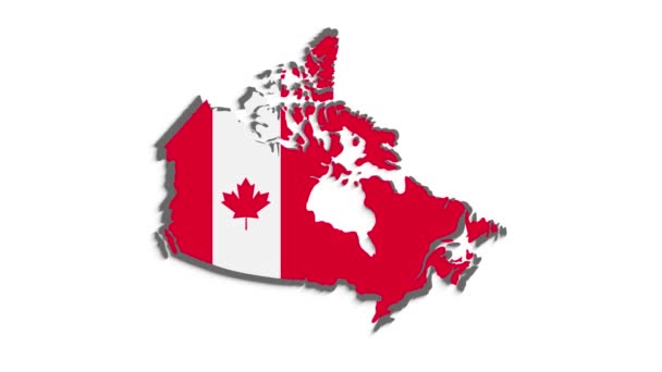 2D, Kanada ulusal bayrağının duraklama etkisi haritası. Kanada bayrak fırçası sanat arkaplanını okşadı. — Stok video