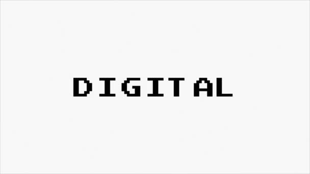 Texto digital com efeitos de tela de falha em um fundo preto. — Vídeo de Stock