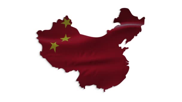 Flagga Kina animation, Kinesiska 3D viftande flagga närbild, nationell flagga 4K animation bakgrund — Stockvideo