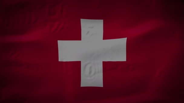 A high-quality footage of 3D Switzerland flag fabric surface background animation — Stock Video