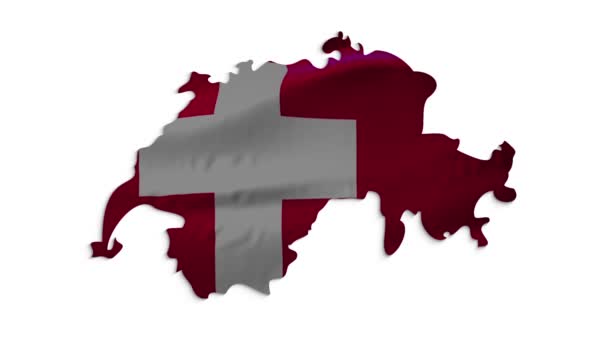 A high-quality footage of 3D Switzerland flag fabric surface background animation — Stock Video