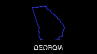 Neon animasyon haritası Amerika Birleşik Devletleri 'nden Gürcistan eyaletini gösteriyor. Kaliforniya 'nın 2d haritası.