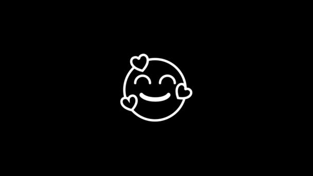 Line Smile hud holographic symbol on digital old tv screen seamless loop glitch interference animation new dynamic retro joyful colorful retro vintage video footage — Αρχείο Βίντεο