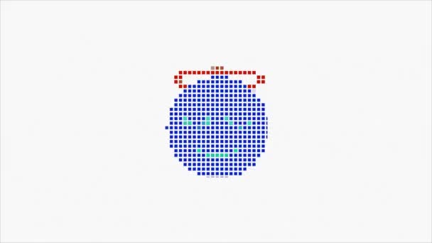 Pixel smile hud holographic symbol on digital old tv screen seamless loop glitch animation. Hearts. Dynamic retro and joyful. Colorful and vintage video footage. — Stok Video