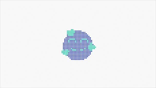 Pixel smile hud holographic symbol on digital old tv screen seamless loop glitch animation. Hearts. Dynamic retro and joyful. Colorful and vintage video footage. — Stock Video