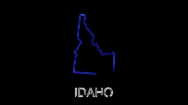 Neon animasyon haritası Amerika Birleşik Devletleri 'nden Idaho eyaletini gösteriyor. Idaho 'nun 2d haritası.