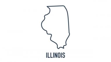 Amerika Birleşik Devletleri 'nden Illinois eyaletini gösteren çizgi animasyon haritası. Illinois 'in 2d haritası.