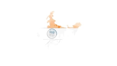 Fırçalı animasyon haritası Amerika Birleşik Devletleri 'nden Hindistan' ı gösteriyor. Hindistan 'ın 2d haritası.