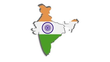 3D animasyon haritası, Amerika Birleşik Devletleri 'nden Hindistan' ı gösteriyor. Hindistan 'ın 2d haritası.