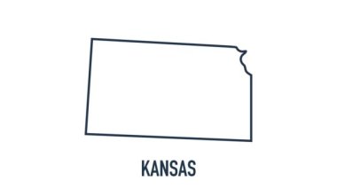 Çizgi animasyon haritası Amerika Birleşik Devletleri 'nden Kansas eyaletini gösteriyor. Kansas 'ın 2d haritası.