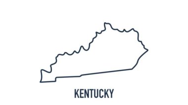 Çizgi animasyon haritası Amerika Birleşik Devletleri 'nden Kentucky eyaletini gösteriyor. Kentucky 'nin 2D haritası.