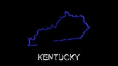 Neon animasyon haritası Amerika Birleşik Devletleri 'nden Kentucky eyaletini gösteriyor. Kentucky 'nin 2D haritası.